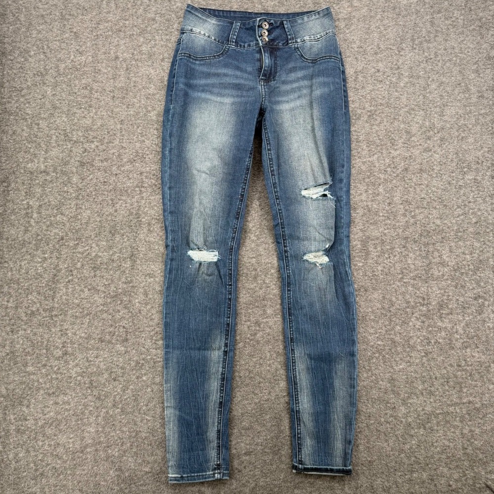 Blackheart Super Skinny Jeans Womens 5 Blue Medium Wash Distressed High Rise